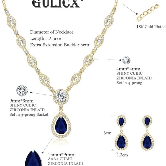 AAA Cubic Zirconia CZ Silver Plated Base Women's Party Jewelry Set Earrings Pend - Picture 2 of 7